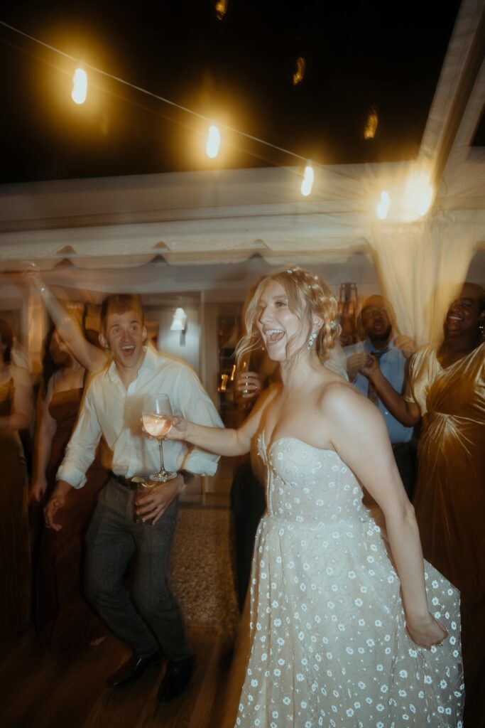 bride parting under the night sky