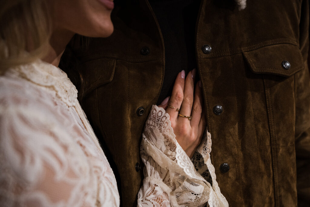 couple during their sunrise elopement